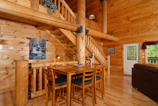 Tennessee Vacation Cabin Rental in Pigeon Forge Tennessee with a beautiful log interior