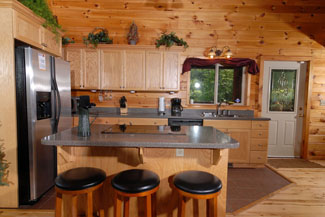 Pigeon Forge Two Bedroom Plus Loft Cabin with Barstools