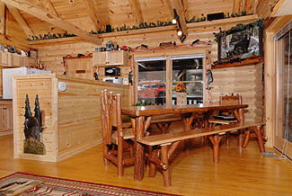 Rustic log dining table