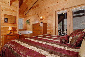 cabin bedroom with whirlpool