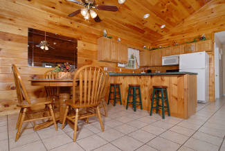 rustic cabin kitchen and dining room