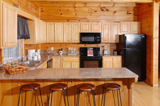 Pigeon Forge Large Cabin with a breakfast bar area that can seat four