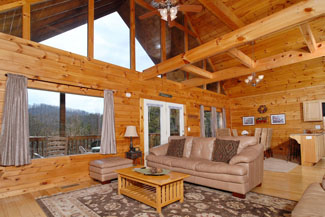 Pigeon Forge Cabin Living Room Mountain View