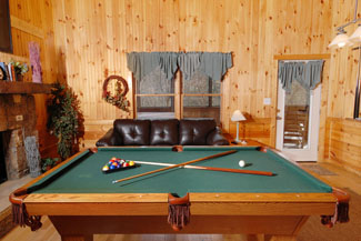 Pigeon Forge Cabin Gameroom Featuring a Pool Table