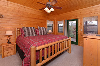 Pigeon Forge Three Bedroom Cabin Lower Level Master Suite with a Smoky Mountain View