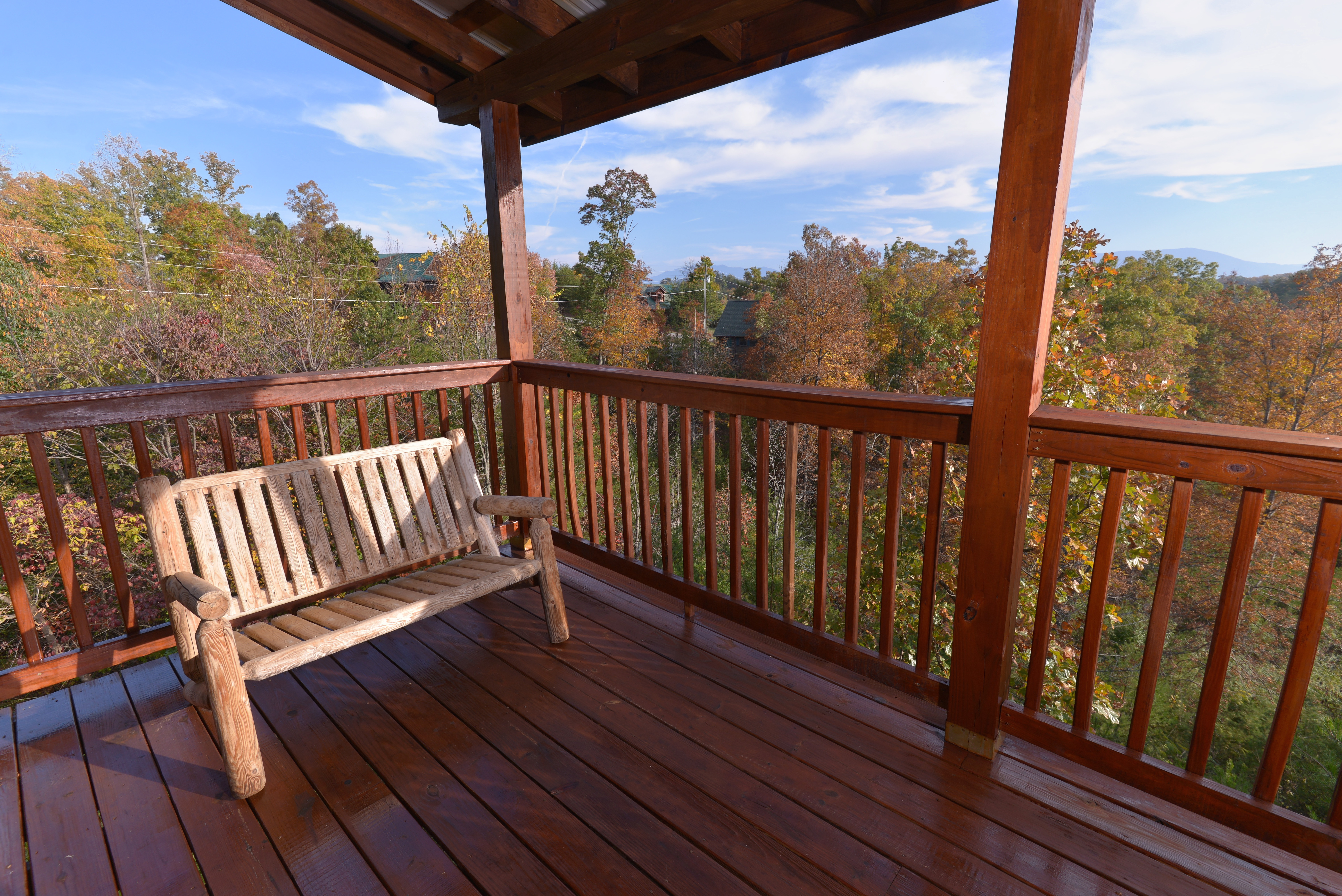 Pigeon Forge Cabin Rental Covered Deck Area