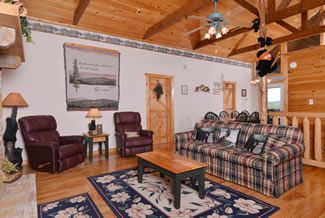 Pigeon Forge Cabin Rental Main Level Living area that Leads to the Dinning Room