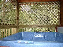 Bubble your stress away in this hot tub on the upper deck