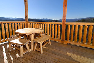 Deluxe Outdoor Log furniture with Great Smoky Mountain View