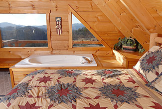 Pigeon Forge Cabin Bedroom with Great Smoky Mountain View