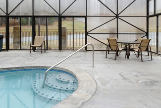 Pigeon Forge Indoor Swimming Pool Area with outdoor seating area