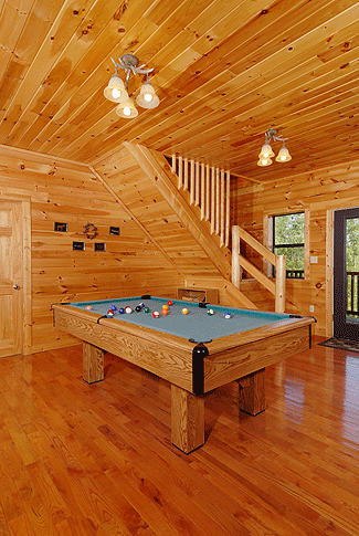 Many cabins at Fireside Chalets include game rooms featuring pool tables