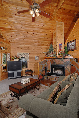 Fireside Chalets offers you cabins with fireplaces, big screen TV's and large comfortable living areas