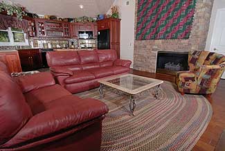 deluxe kitchen and living room area