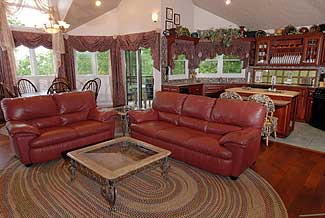 living room and kitchen in a deluxe chalet