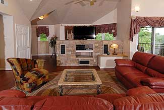 chalet with leather living room furniture