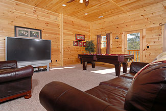cabin with big screen tv