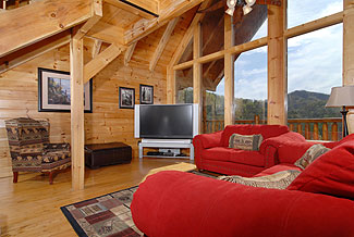 cabin with vaulted ceilings