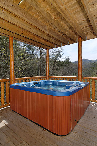 hot tub overlooking mountains