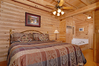 cabin bedroom with kingsize bed