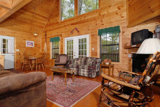 cabin living and dining room