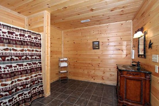 Large Luxurious Master Bathroom with standard Tub and Shower Combo