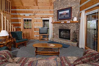 Living area features french doors leading to deck with incredible views