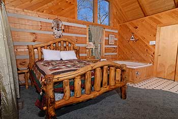 Handmade log bed with great rustic details