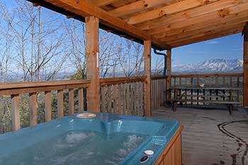 Imagine yourself in this hot tub gazing at the majestic Smoky Mountains