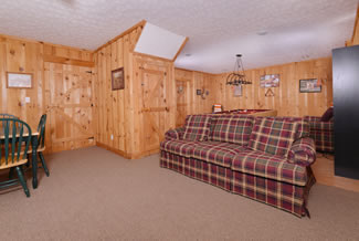 Lower Level Gameroom Area Seating and Flat Screen Television Area