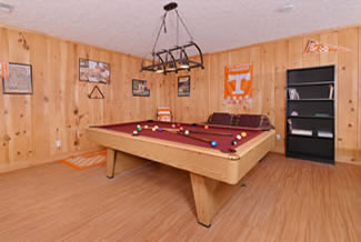 Pigeon Forge Four Bedroom Cabin Rental Gameroom Area