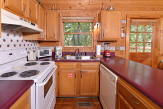 Tennessee Vacation One Bedroom Cabin Rental Fully Equipped Kitchen Area