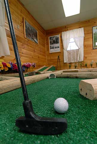 Fireside Chalets even has one cabin with an INDOOR miniature golf course !!