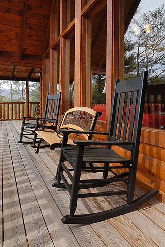 Come on, set a spell !! You know you want to - on large comfortable decks with swings or rockers to ease the cares away.
