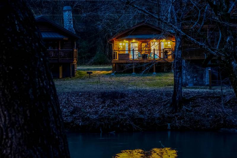 River Port 1 Bedroom Log Cabin Rental on the Little Pigeon RiverFishing