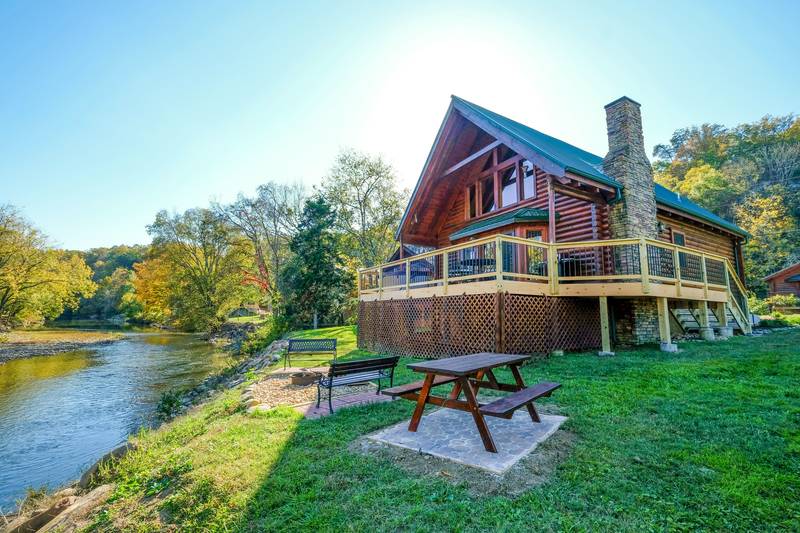 River Livin outdoor fire pit next to the river