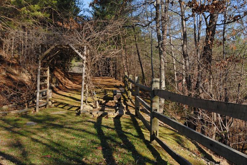 cabin with a large yard