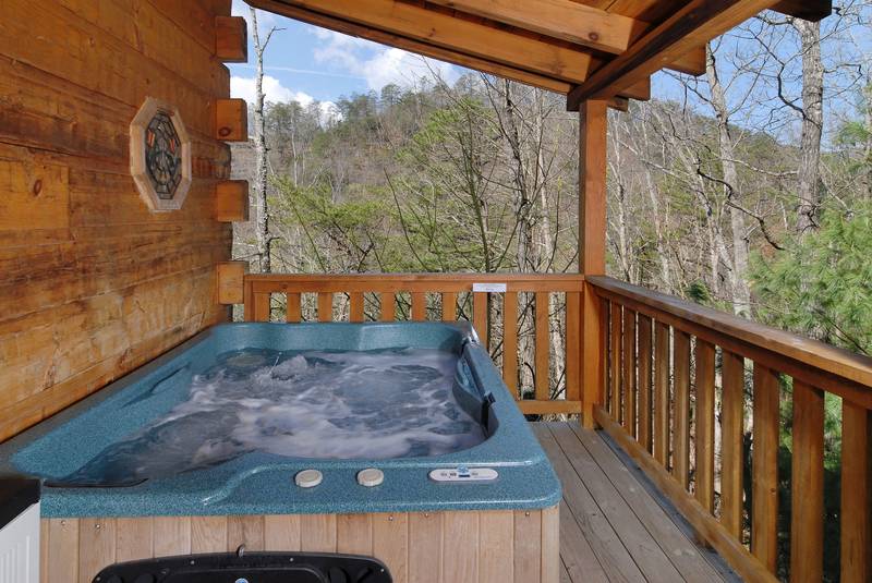 Hot tub overlooking view near Cades Cove and Great Smoky Mountain National Park