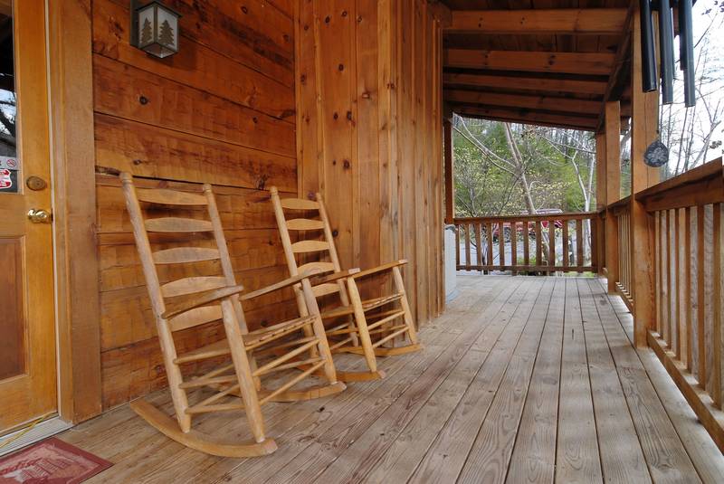 Secluded porch with rocking chair view of Wears Valley