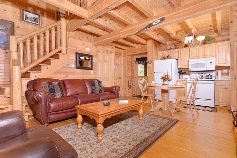 Pigeon Forge Living Room with a view of a Fully Equipped Kitchen