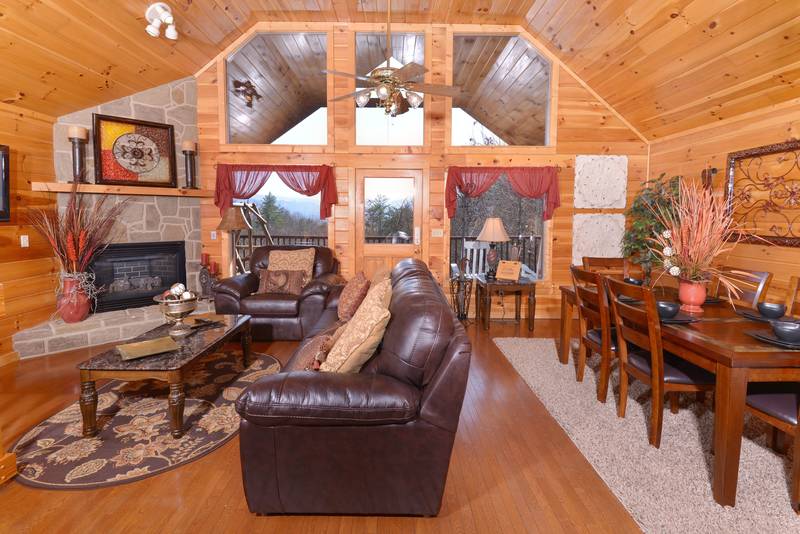 Pigeon Forge One Bedroom Cabin Rental Living Room Area