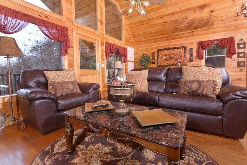 Deluxe One Bedroom Cabin Rental Living Room