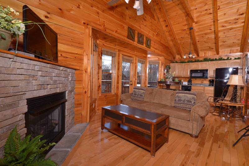 Tennessee Vacation One Bedroom Cabin Rental that features a sleeper sofa for extra sleeping