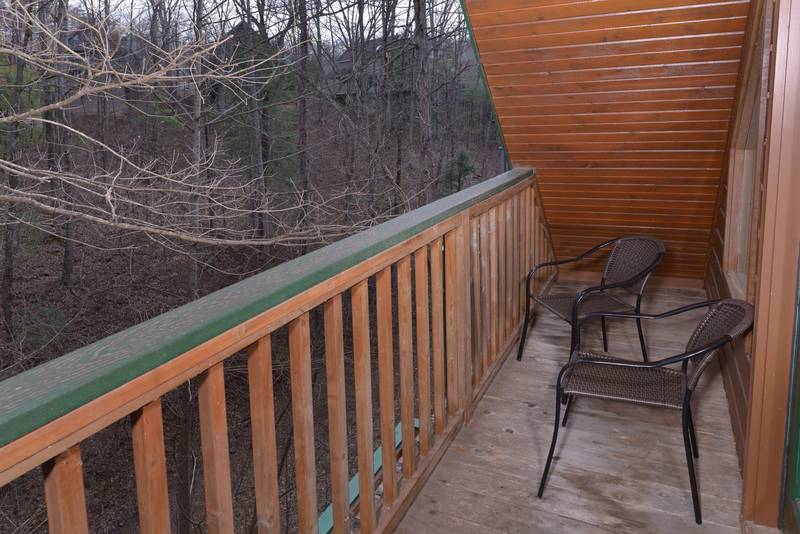 Pigeon Forge Tennessee Vacation Cabin Rental Private Upper Level Bedroom Deck Area