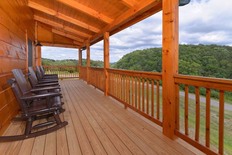 Pigeon Forge Cabin Rental Outdoor Deck Area with Rockers