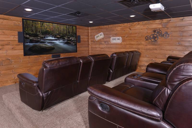 Pigeon Forge Three Bedroom Cabin Rental Featuring a Movie Theater Room