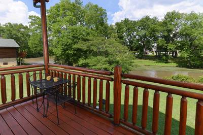 River Cabin back deck overlooking the Little Pigeon River