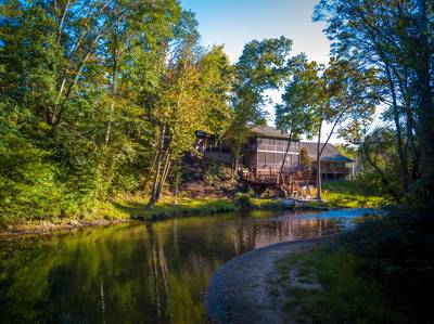 Crystal Waters is located on the shore of the Little Pigeon River