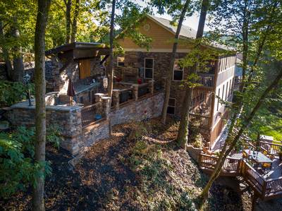 Crystal Waters outdoor kitchen overlooking river