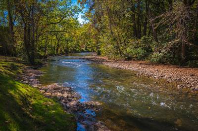 Crystal Waters is next to the Little Pigeon River